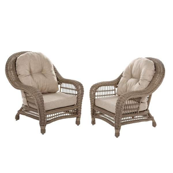 Bold Fontier Saturn Wicker Outdoor Lounge Chair Set with Beige Cushion 2 Piece BO1489037